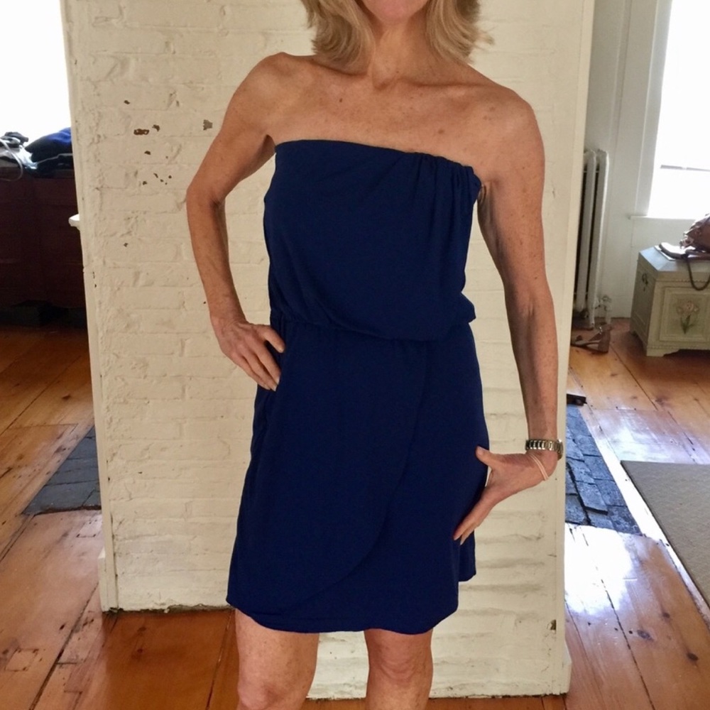 Halston Heritage Royal Blue Strapless  Dress